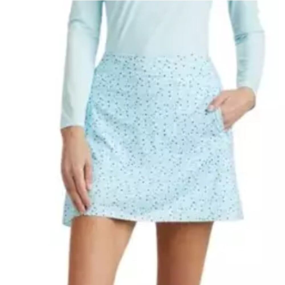 G/Fore Aye Poppy Tech Jersey A-Line Skort Daybreak Blue Polka Dot Pockets Small